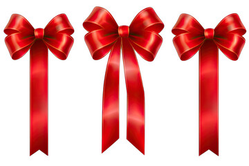 Red bow isolated on white or transparent background  generative ai 