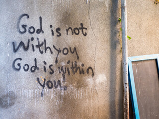 Gott ist nicht mit dir - Gott ist in dir - obrazy, fototapety, plakaty