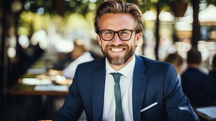 Mature businessman in a business lunch