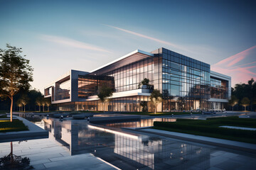 luxury commercial building with contemporary corporate architecture