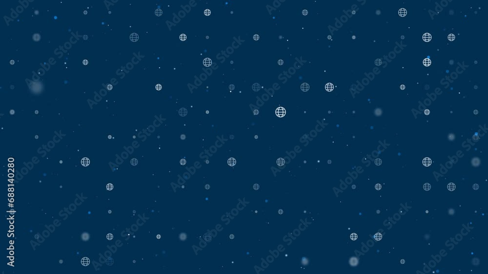 Poster template animation of evenly spaced web symbols of different sizes and opacity. animation of transpa