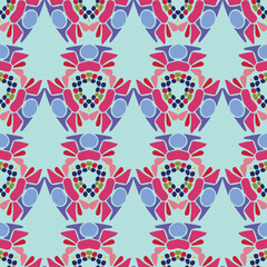 Fototapeta na wymiar Vintage geometric seamless vector pattern in gender neutral colorful style. Retro funny shape in creative endless repeat for cheerful geo wallpaper. 