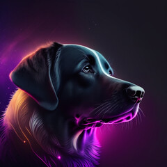 Abstract  dog pet animal head side view dark pastel colors digital wallpaper background copy space generative AI