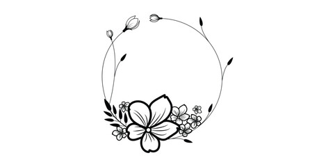 Floral fram circle outline icon design illustration vector