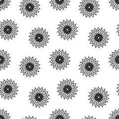 Seamless nature pattern with beautiful flowers. Hand drawn vector illustration