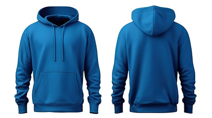 Blue hooded sweatshirt mockup set, cut out - obrazy, fototapety, plakaty