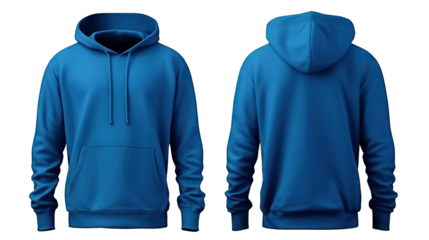 Blue hooded sweatshirt mockup set, cut out