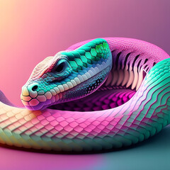 Pastel colors abstract snake animal wallpaper background generative ai