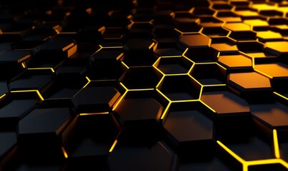 A Close-Up of a Mesmerizing, Geometric Pattern of Hexagonal Tiles. A close up of a pattern of hexagonal tiles