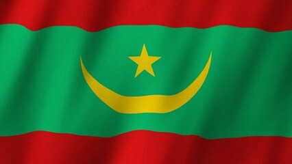 Mauritania flag waving in the wind. Flag of Mauritania images