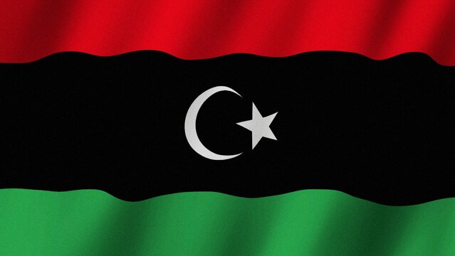 Libya flag waving in the wind. Flag of Libya images