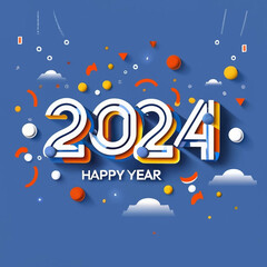 Fototapeta na wymiar Free vector eye-catching New Year's greeting background for 2024.Generative AI.
