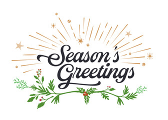 Season greetings typography composition. Decorative design element for postcards, prints, posters