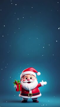 A little cute Christmas Santa with a gift box, and 2D looping animation.	