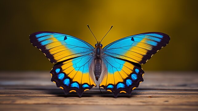 This butterfly illustration is beautifully rendered in blue and yellow.