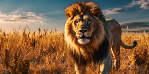 Gordijnen Realistic Lion Illustration © Mauro