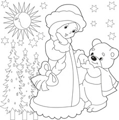 Mary Christmas santa claus adults coloring page