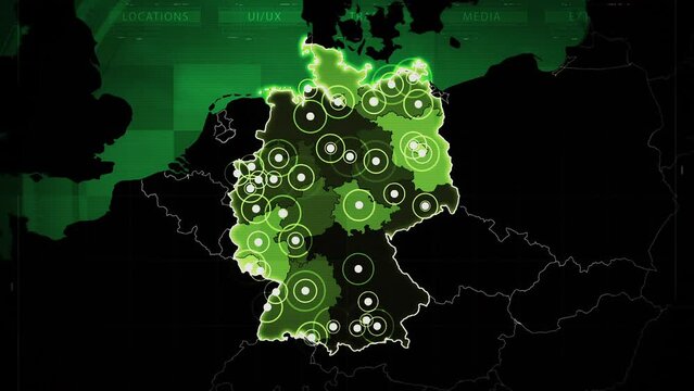 Geography Background, Airports, Roads and Railroads Appearing on Federal Republic of Germany Map. Green