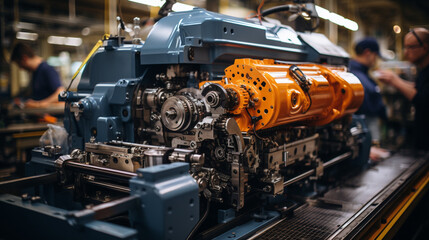 Dynamic Industrial Production Line in Action. Generative AI.