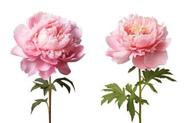 Pink peony flowers isolated on transparent background