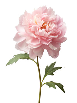 Pink peony flower isolated on transparent background
