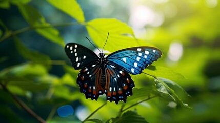 A close-up shot of a butterfly that is beautiful and has interesting textures on an orange-petalled flower.