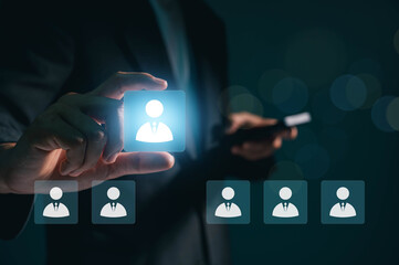 Businessmen choose the best candidates for HR management and recruitment, for training and...