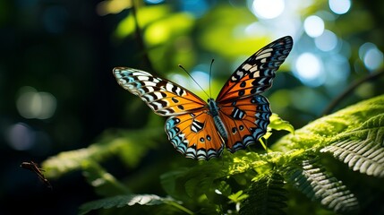 Naklejka premium An image of a butterfly on a greenery with a close-up view.
