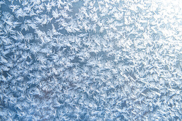 Obraz premium Pattern of frost on the window pane. Beauty of nature. Frost texture.