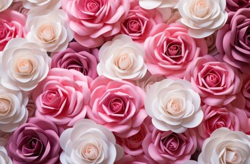 close up pink and white roses,