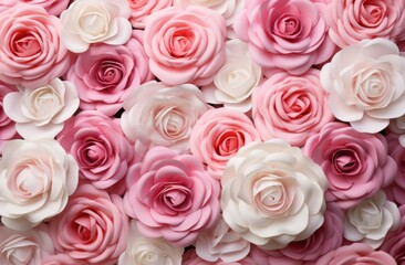 close up pink and white roses,