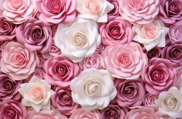 close up pink and white roses,