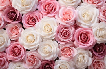 close up pink and white roses,