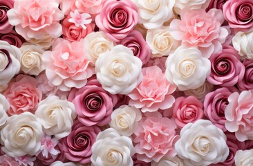 Obraz premium close up pink and white roses,