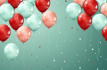 colorful balloons and decorations on a blue background celebration
