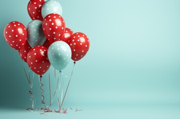 colorful balloons and decorations on a blue background celebration