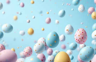 Fototapeta na wymiar colorful easter eggs on a blue background,