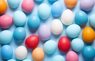 colorful easter eggs on a blue background,