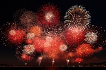 colorful fireworks are lit up in the night sky,