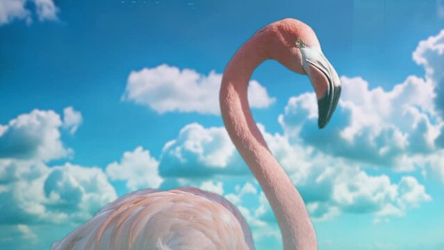 a pink flamingo and sky