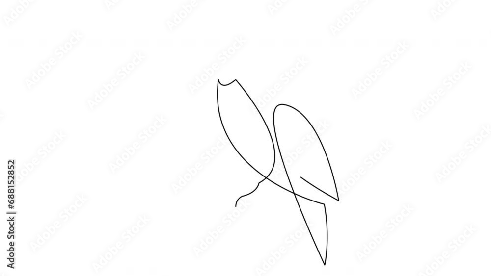 Poster self drawing simple animation of one line kingfisher or halcyon bird design silhouette. animated con