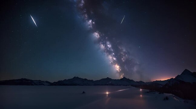 a time lapse of a starry night sky transitioning from dusk to dawn