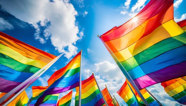 serie di bandiere arcobaleno che sventolano generato con ai