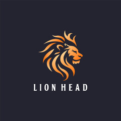 King Lion Head mascot logo design template vector icon illustration. Lion Head symbol - obrazy, fototapety, plakaty