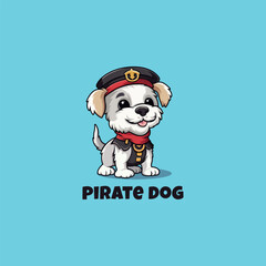 the dog wears a pirate outfit mascot logo design template vector icon illustration. dog pirate symbol