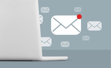 Email notification E-mail marketing on laptop