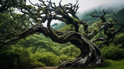 An old, twisted tree in Marin County, California.