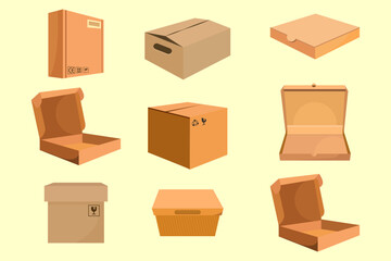 cardboard box set, cardboard boxes set, set of boxes