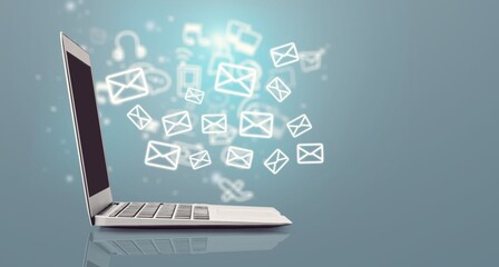 Email notification E-mail marketing on laptop