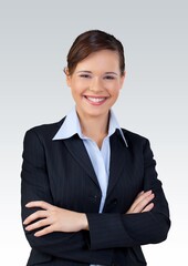 Young happy business woman posing